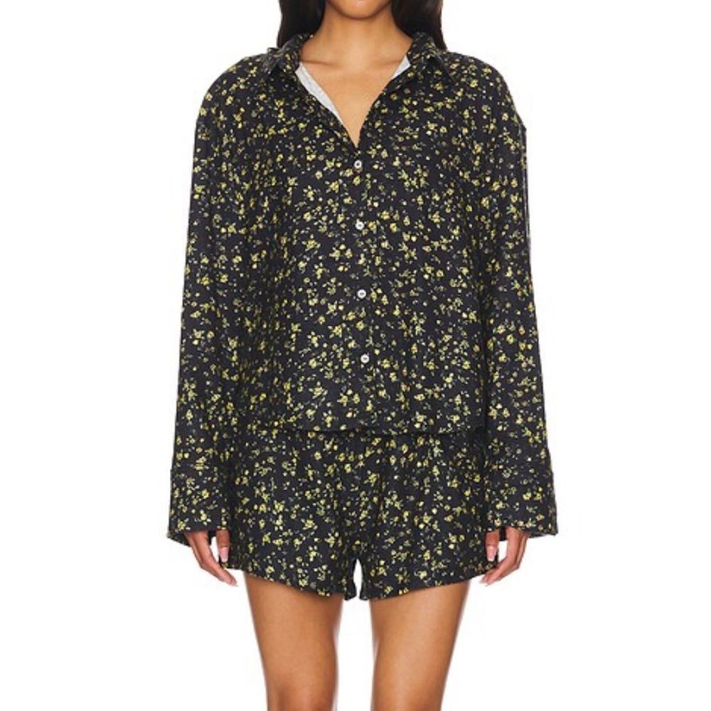 Nwt Intimately Fp Early Morning Sleep Set In Black Combo Size M